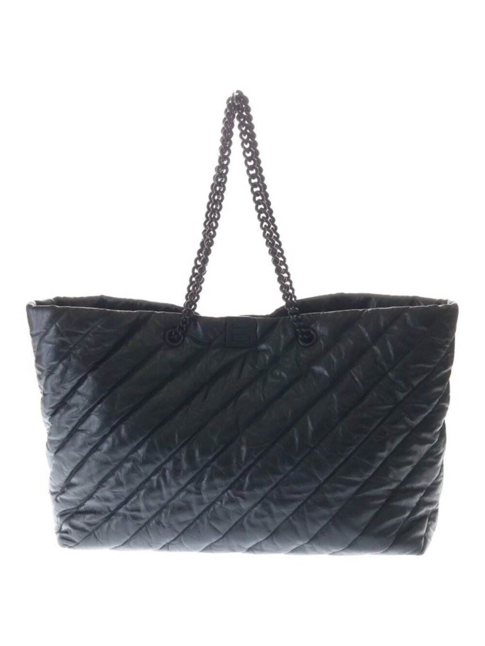 Balenciaga Crush Tote Bag Back Quilted Leather Black